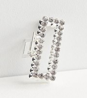 New Look Silver Diamante Cut Out Rectangle Bulldog Claw Clip